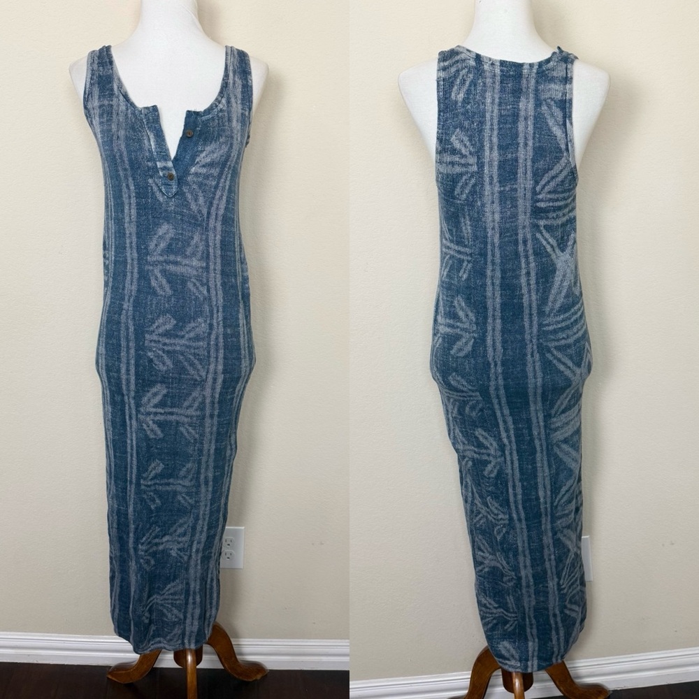 Ralph Lauren Double RL Blue Patterned Knit Midi Dress